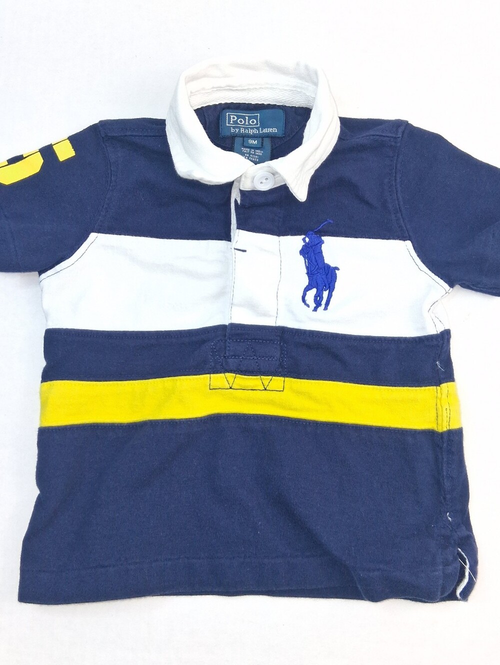 Polo Ralph Lauren Navy Yellow White Striped Big Pony Polo Shirt